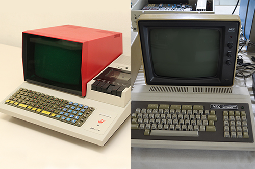 KCG資料館に保存されているシャープの「MZ-80K」(左)とNECの「PC-8001」